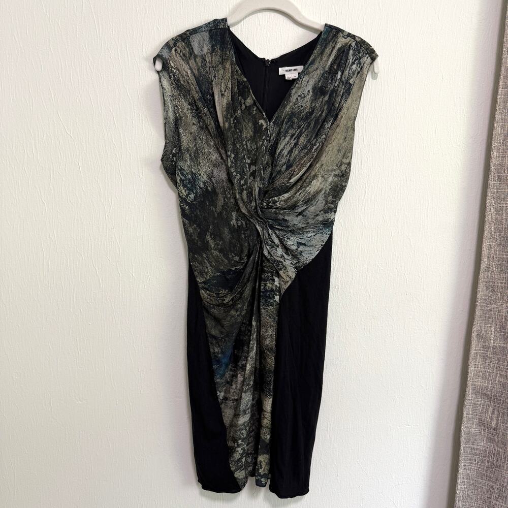 Helmut Lang Womens Silk Blend Mini Bodycon Dress 0 Black Green Sexy Cocktail